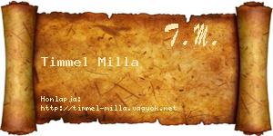 Timmel Milla névjegykártya